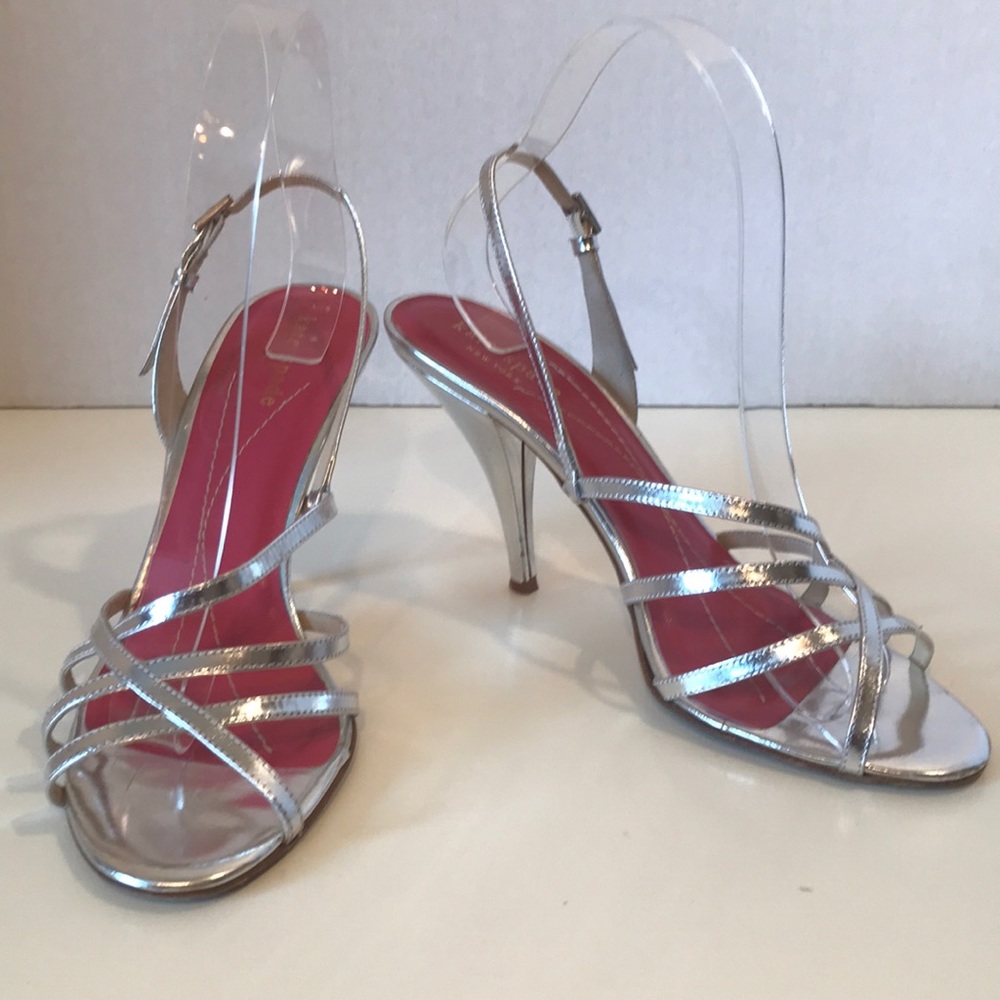 Kate Spade Silver Metallic Strappy Sandals Size 7